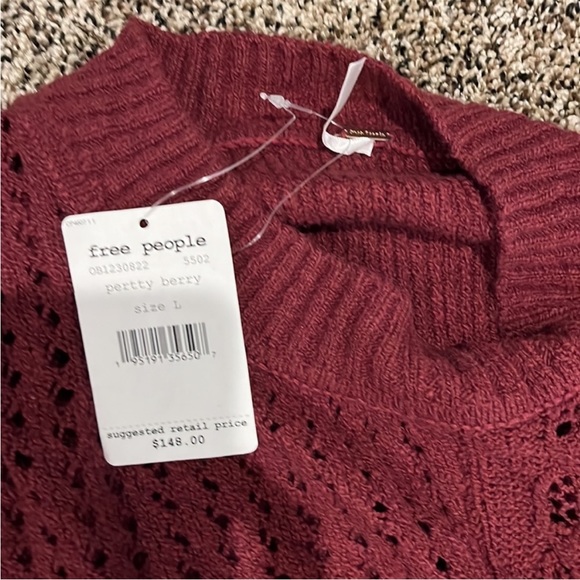 Free People x Revolve Crop Tie Sweater Lounge Set in Harper Berry, NWT - Picture 3 of 6